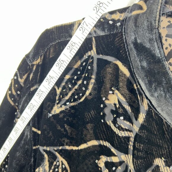 Chicos Design Womens 3 L Black Silk Velvet Burnout Jacket Mandarin Collar Tunic - Picture 14 of 15